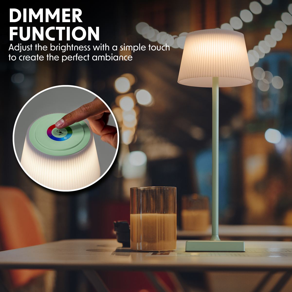 Dellonda DH214 Rechargeable Table Lamp for Home Office Restaurant RGB Colours