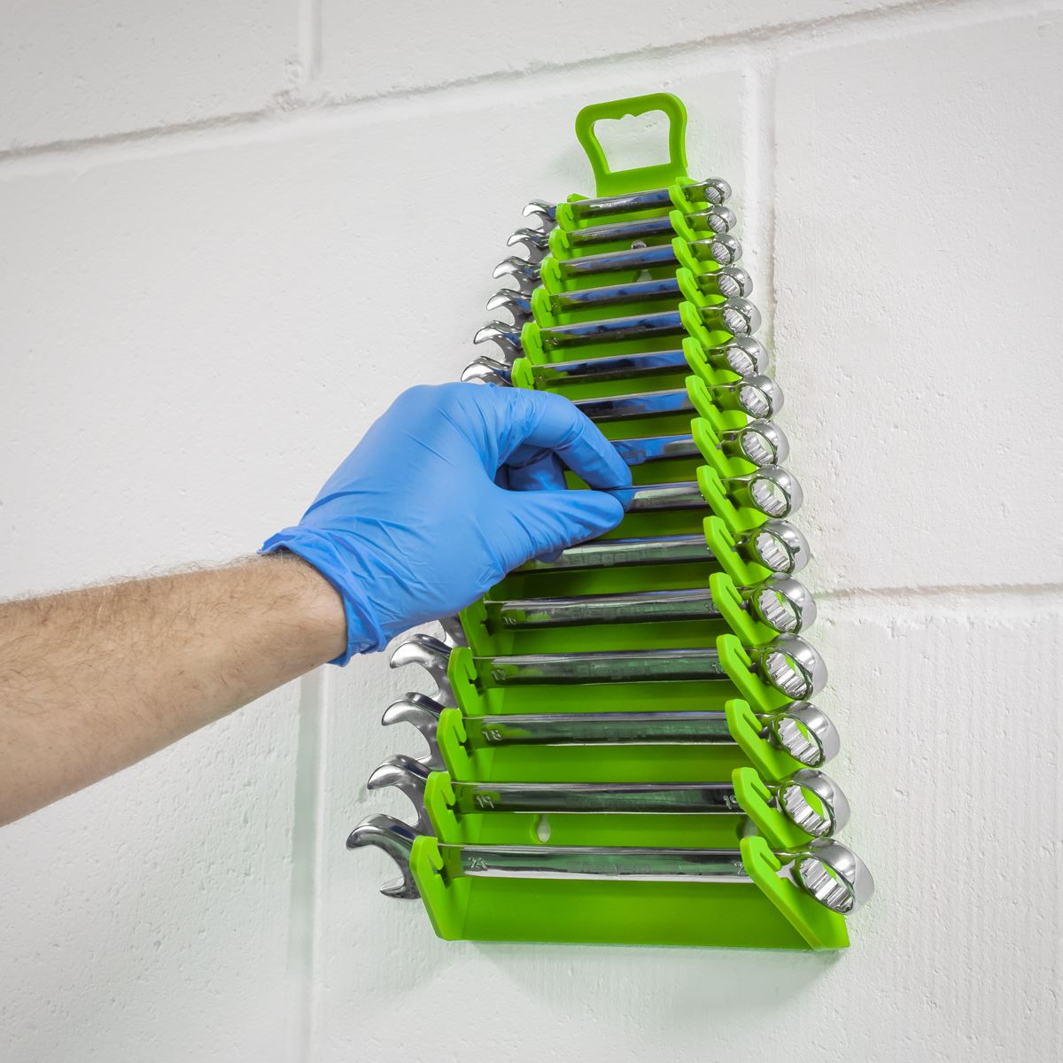 Sealey WR09HV Reverse Spanner Rack Capacity 15 Spanners Hi-Vis Green