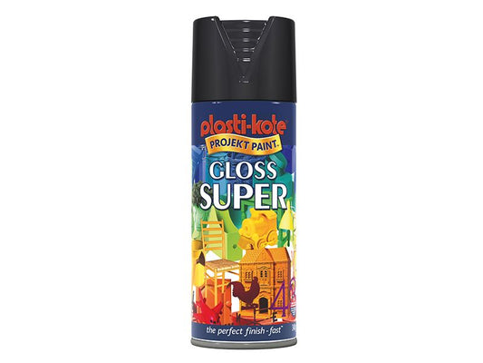 Plastikote Gloss Super Spray Black 400ml