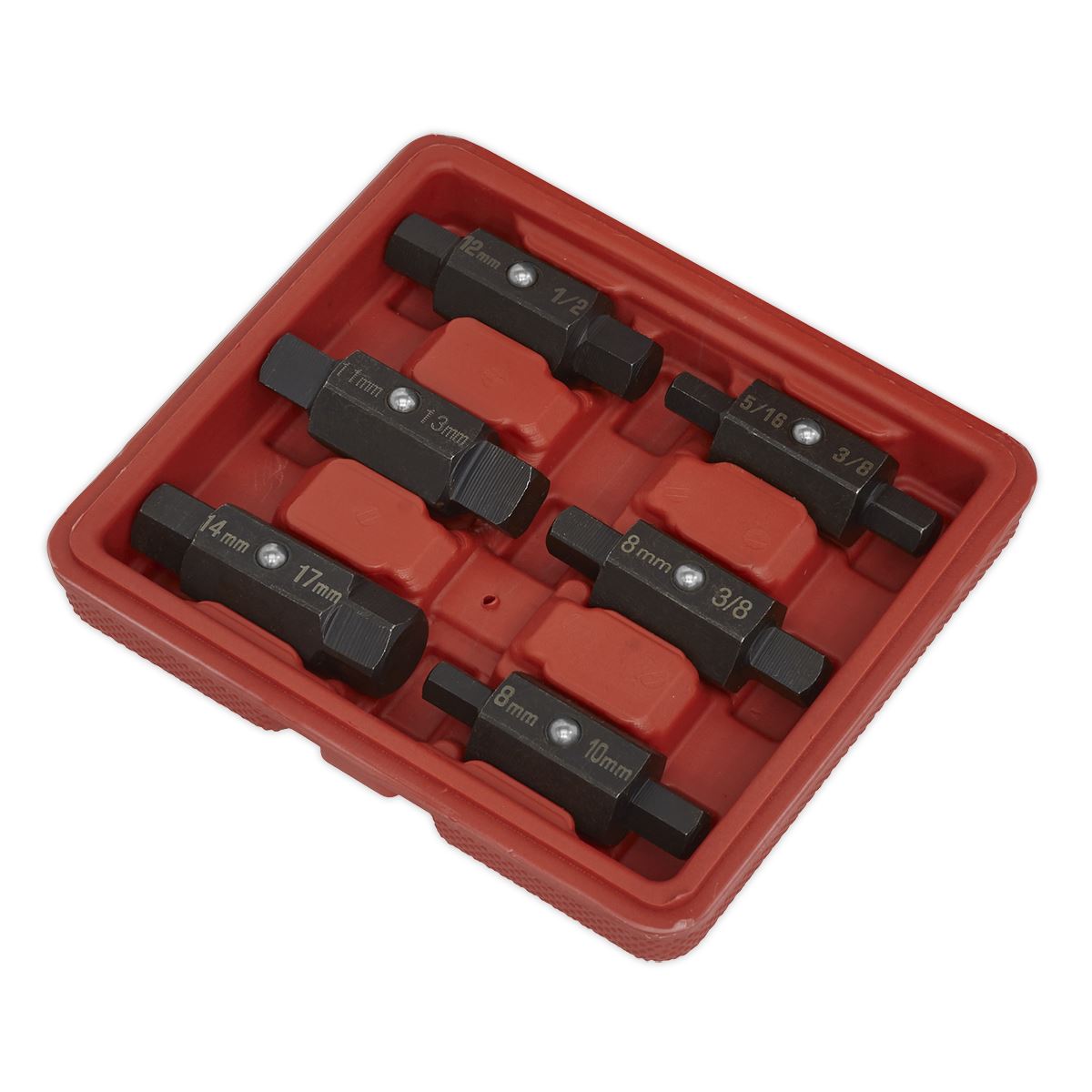 Sealey AK658 Oil Drain Plug Key Set 6pc Double End