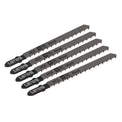 Sealey SJBT101B Jigsaw Blade Hard Wood 100mm 10tpi - Pack of 5