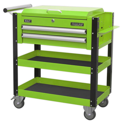 Sealey AP760MHV Heavy-Duty Mobile Tool & Parts Trolley 2 Drawers & Lockable Top - Green