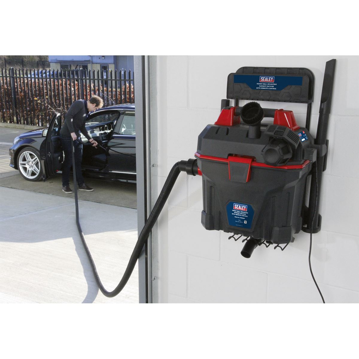 Sealey GV180WM Garage Vacuum 1500W with Remote Control - Wall Mounting