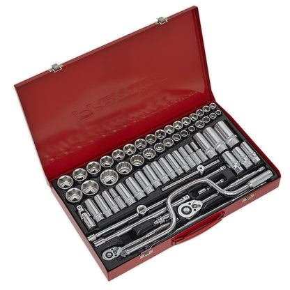 Sealey AK694 Socket Set 64pc 3/8" & 1/2"Sq Drive 6pt WallDrive® - Metric/Imperial