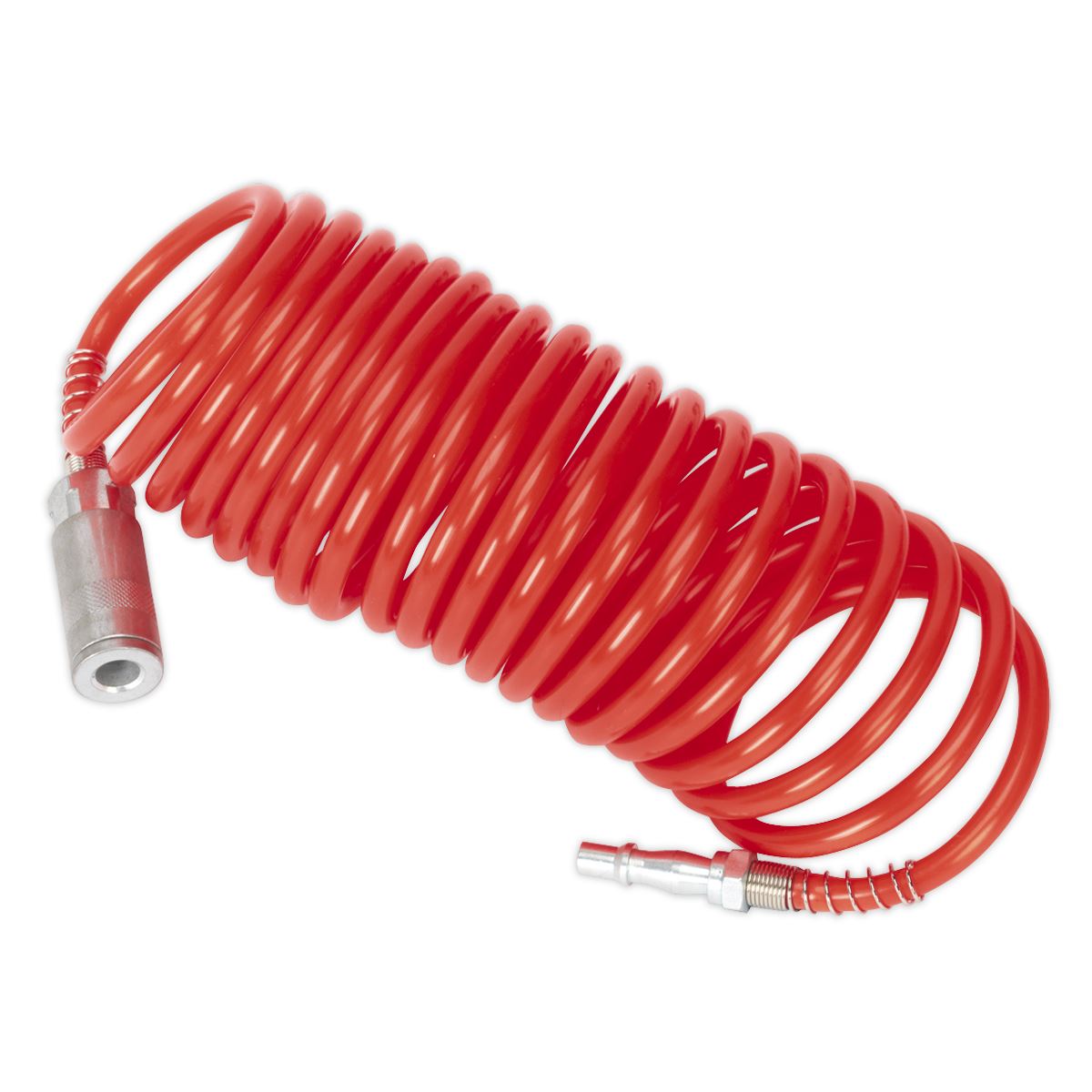 Sealey SA305 PE Coiled Air Hose 5m x Ø5mm with Couplings