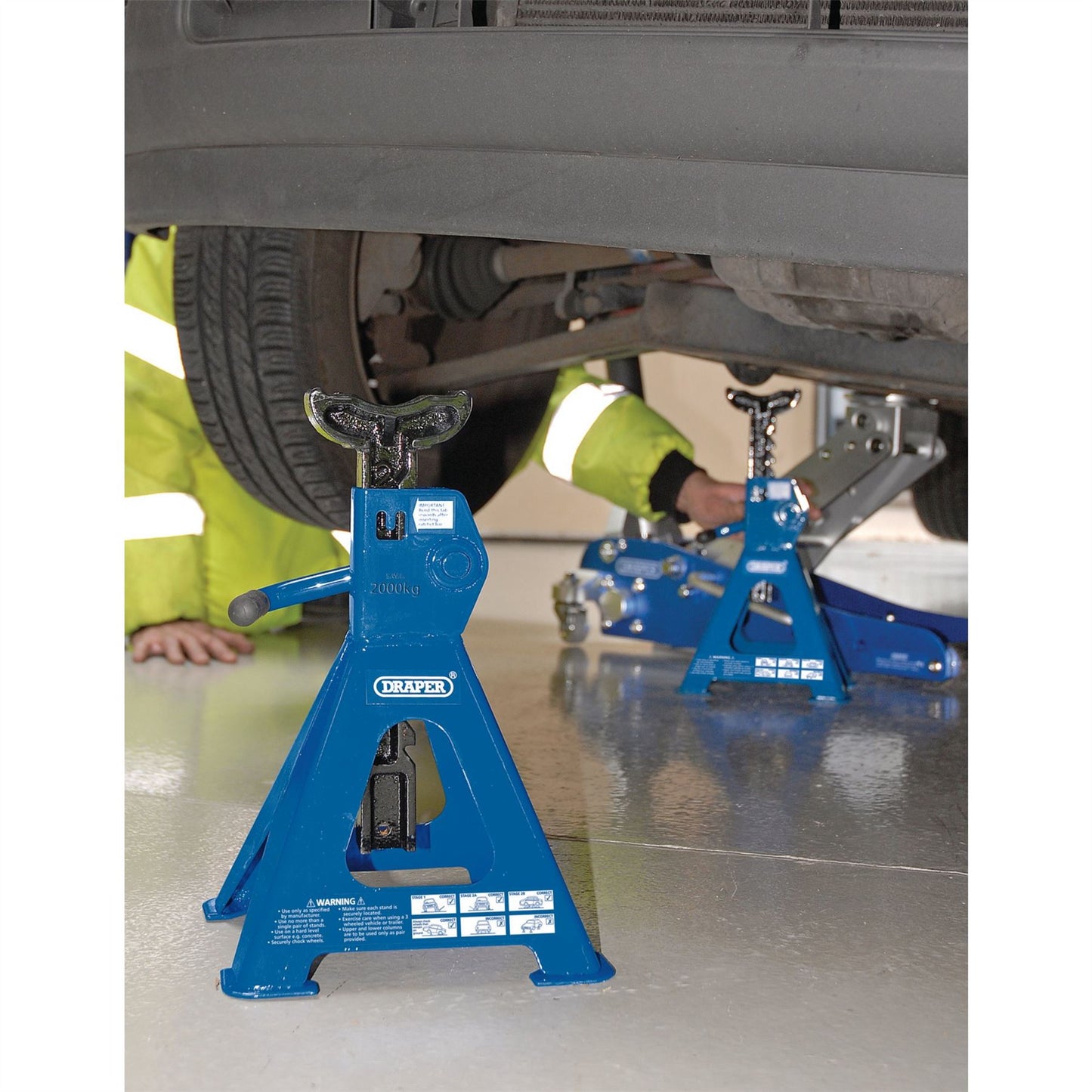 Draper 30878 Ratcheting Axle Stands 2 Tonne Pair