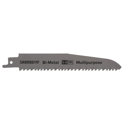 Sealey SRBRB611F Reciprocating Saw Blade Multipurpose 150mm 5-8tpi - Pack of 5