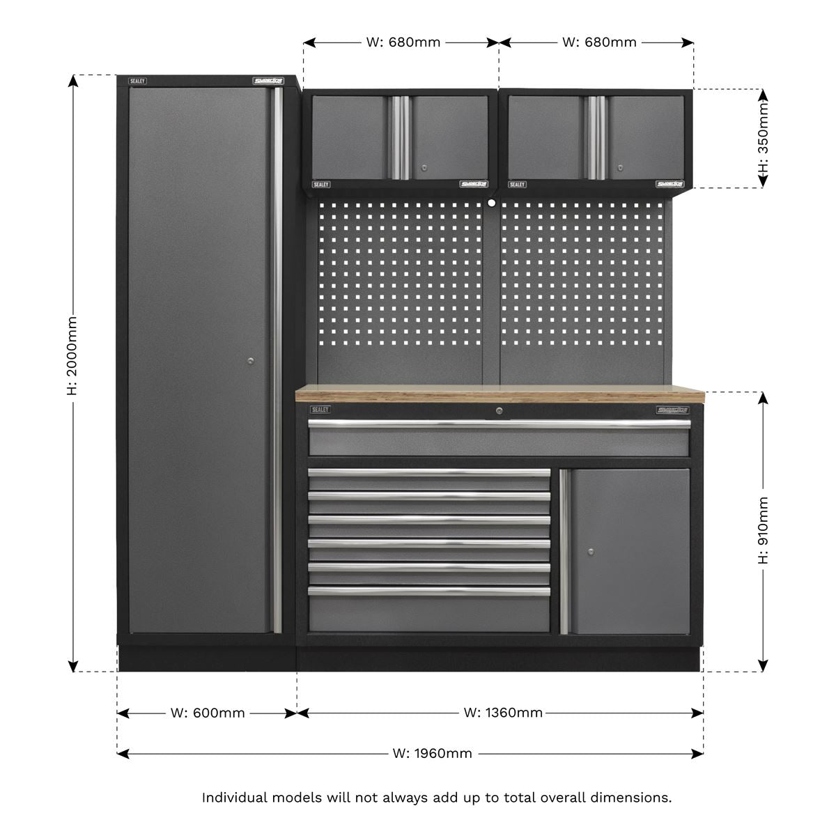 Sealey APMSSTACK10W Superline PRO® 1.96m Storage System - Pressed Wood Worktop