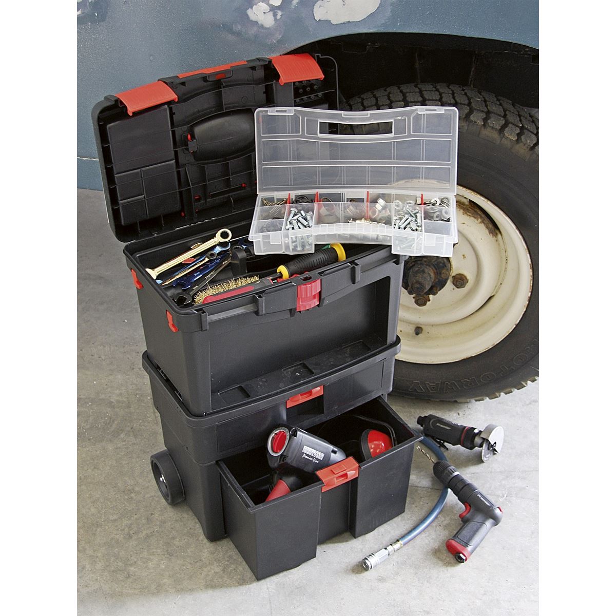 Sealey AP850 Mobile Toolbox with Tote Tray & Removable Assortment Box