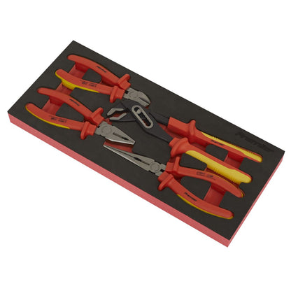 Sealey TBTE07 Insulated Pliers Set 4pc with Tool Tray - VDE Approved