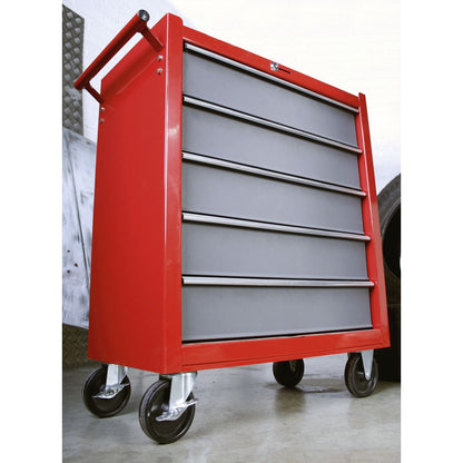 Sealey AP22505BB Rollcab 5 Drawer with Ball-Bearing Slides - Red/Grey