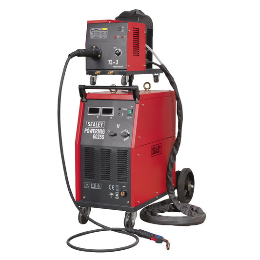 Sealey POWERMIG6025S Professional MIG Welder 250A 415V 3ph with Binzel® Euro Torch & Portable Wire Drive