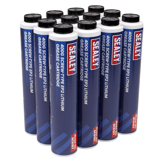 Sealey SCS108 Screw-Type EP2 Lithium Grease Cartridge 400g Pack of 12