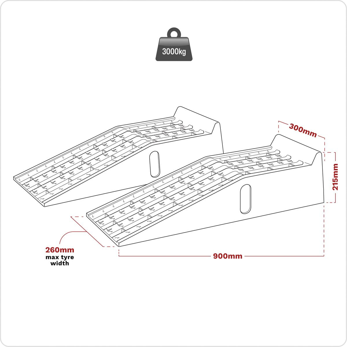 Sealey CAR3000C Car Ramps 1.5 Tonne Capacity per Ramp 3 Tonne Capacity per Pair