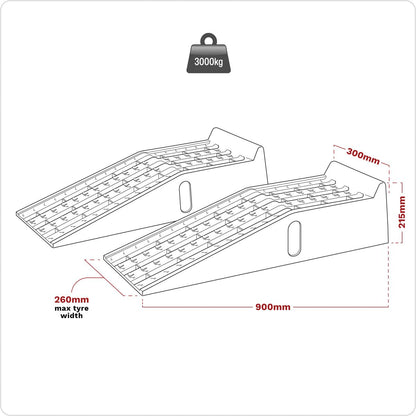 Sealey CAR3000C Car Ramps 1.5 Tonne Capacity per Ramp 3 Tonne Capacity per Pair