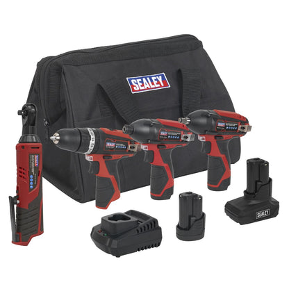 Sealey CP1200COMBO 4 x 12V SV12 Series Cordless Power Tool Combo Kit