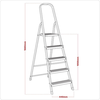 Sealey ASL5 Aluminium Step Ladder 5-Tread EN 131