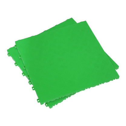 Sealey FT3GR Polypropylene Floor Tile - Green Treadplate 400 x 400mm - Pack of 9