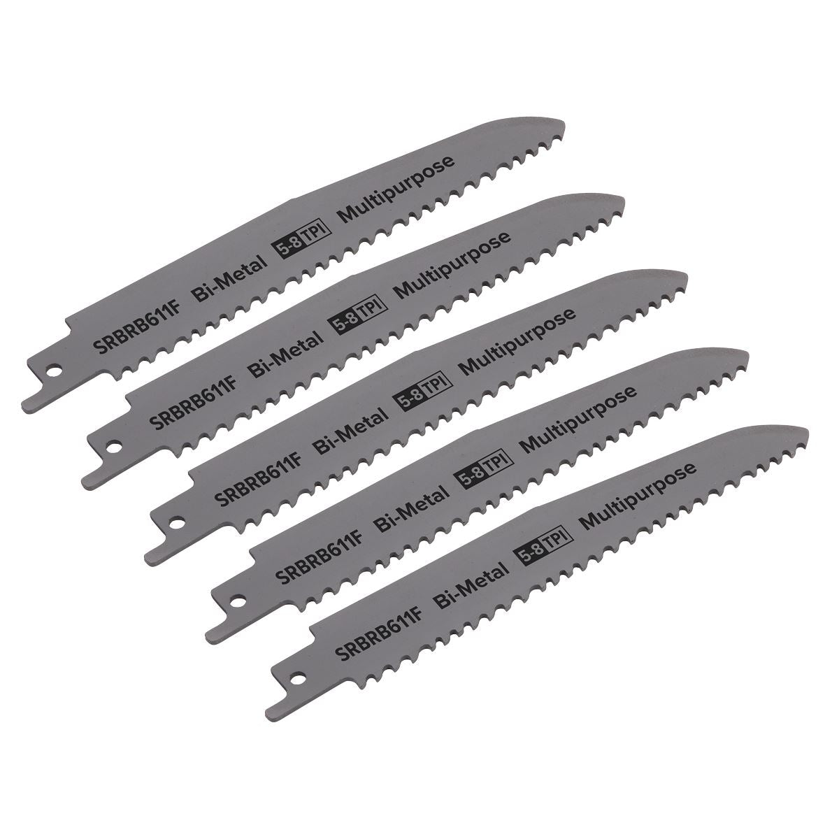 Sealey SRBRB611F Reciprocating Saw Blade Multipurpose 150mm 5-8tpi - Pack of 5