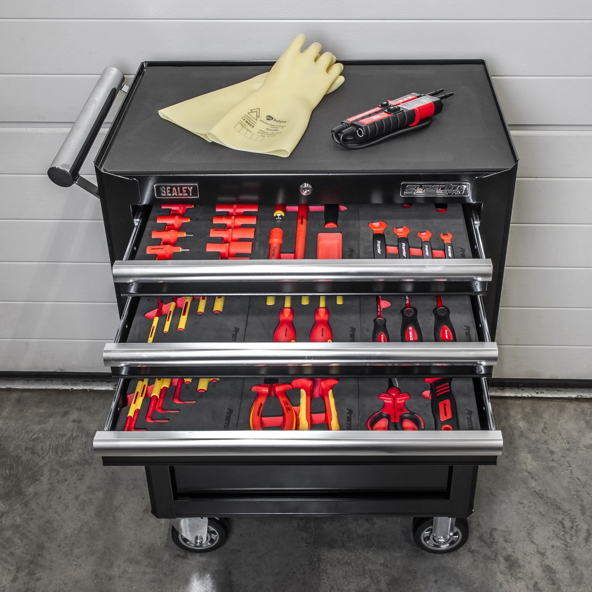 Sealey TBTECOMBO2 63pc Insulated Tool Kit with 7 Drawer Rollcab