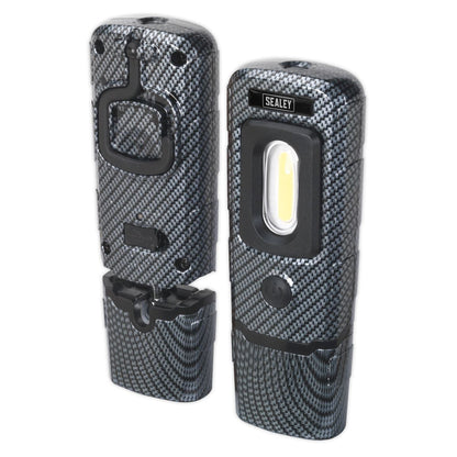 Sealey LED3601CF Rechargeable 360° Inspection Light 3W COB & 1W SMD LED Carbon Fibre Effect