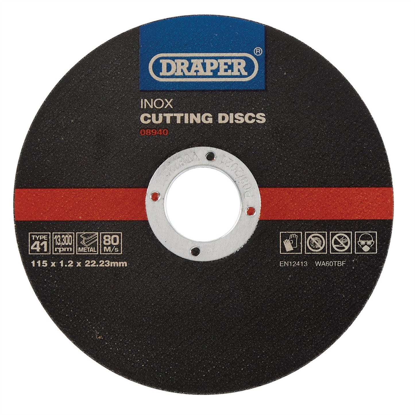 Draper 08940 Inox Flat Metal Cutting Discs 115 x 22.2 x 1.2mm Pack of 10