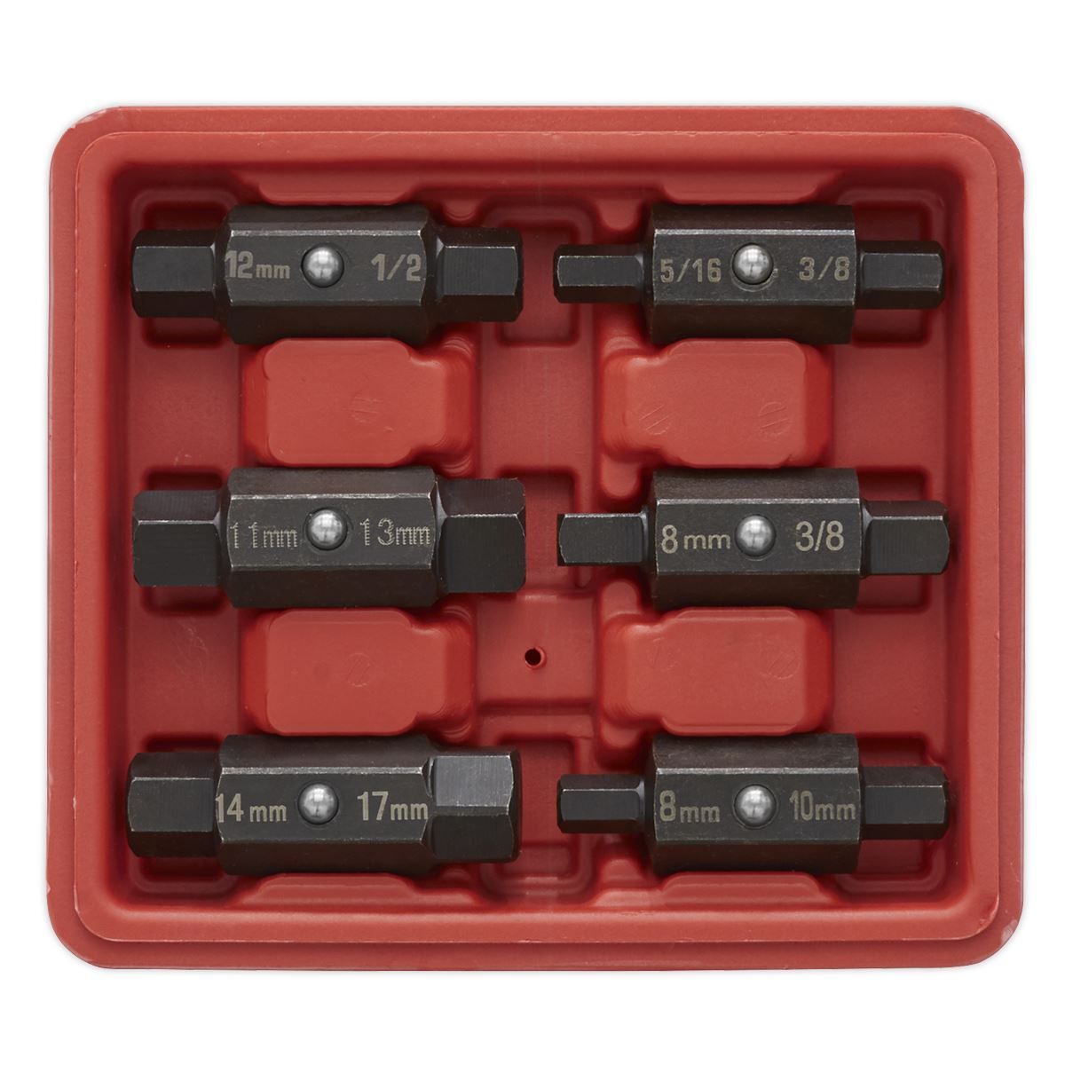 Sealey AK658 Oil Drain Plug Key Set 6pc Double End