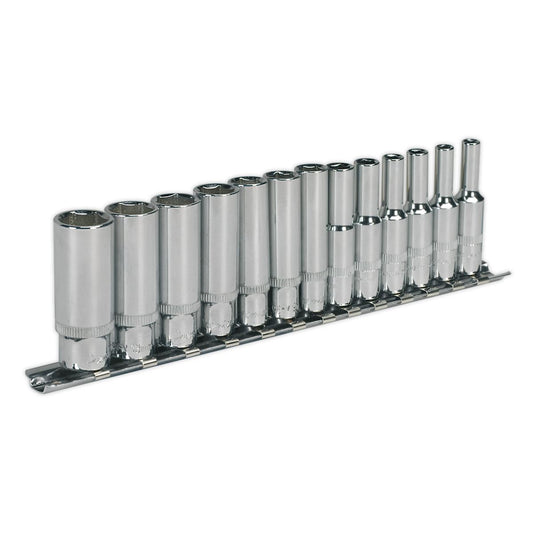 Sealey AK2692 Socket Set 13pc 1/4"Sq Drive Deep WallDrive® Metric