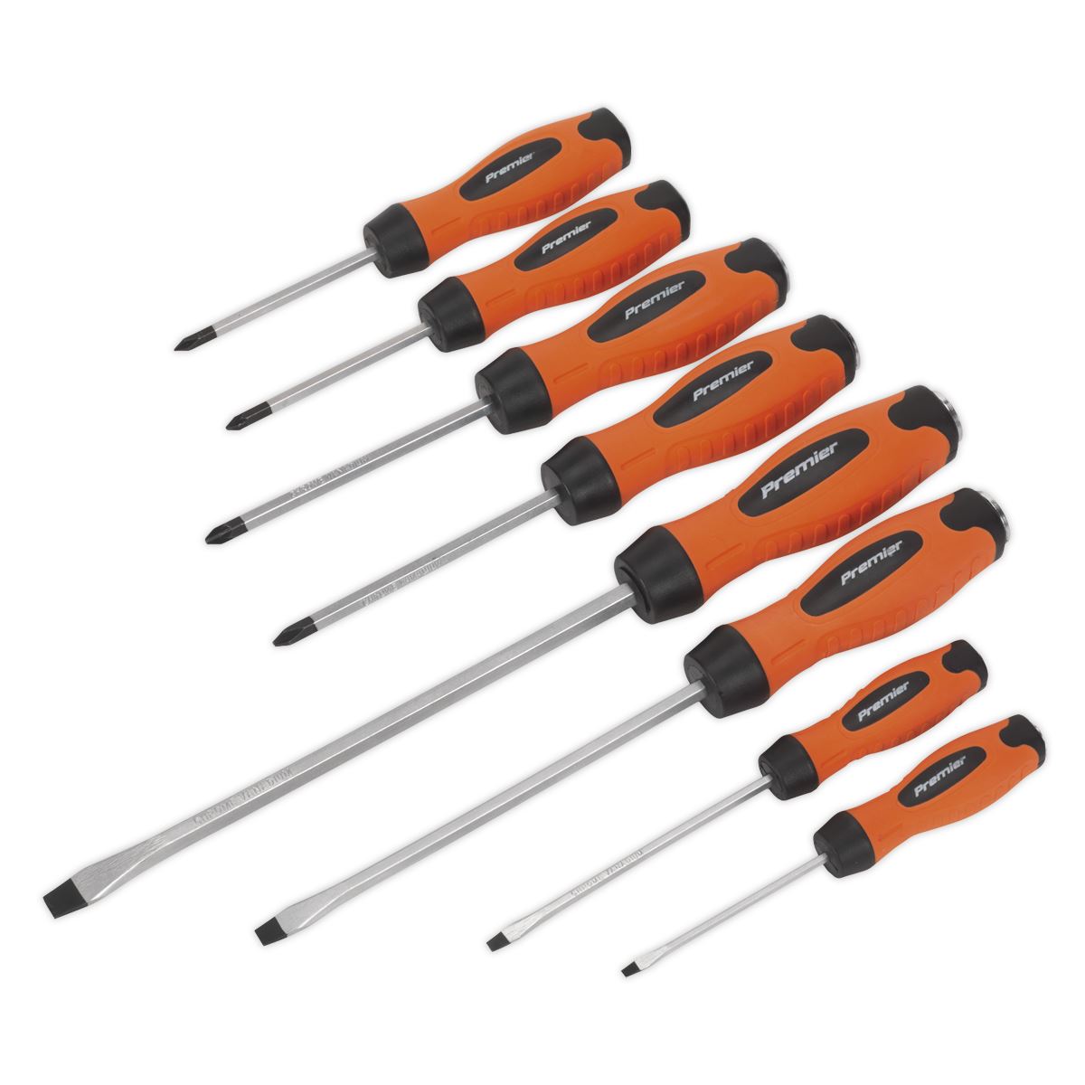 Sealey HV004 Screwdriver Set 8pc Hammer-Thru Hi-Vis Orange