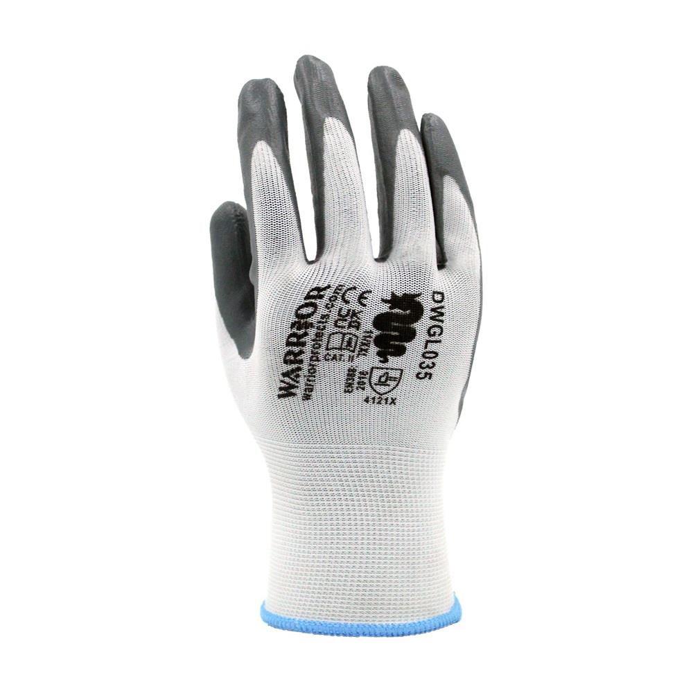 Warrior Grey Nitile Palm Coated Work Gloves