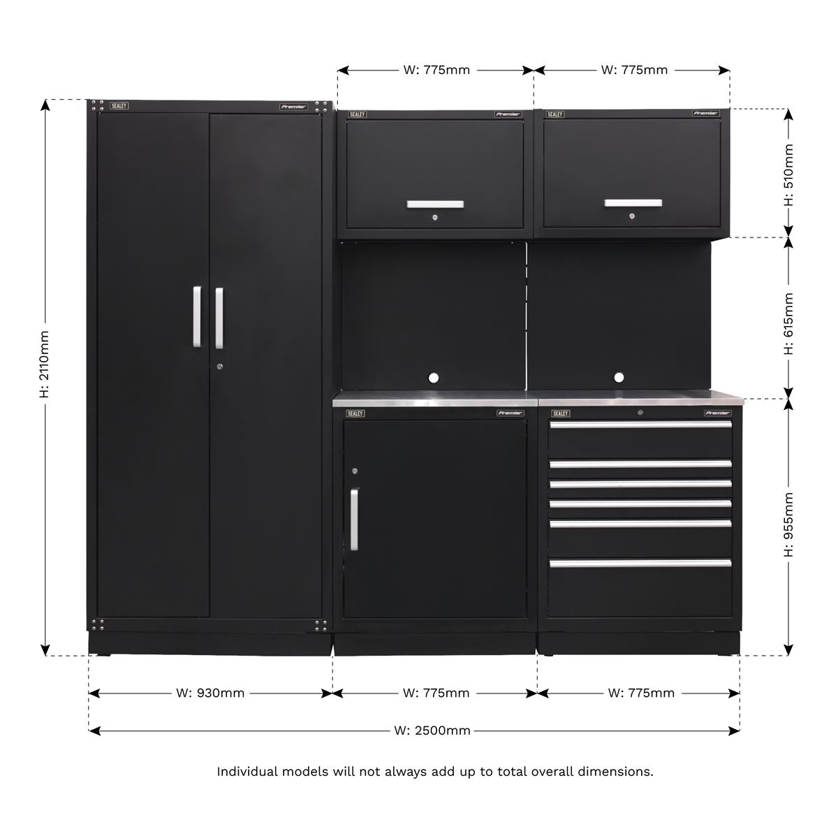 Sealey APMSCOMBO1SS Premier 2.5m Storage System - Stainless Worktop