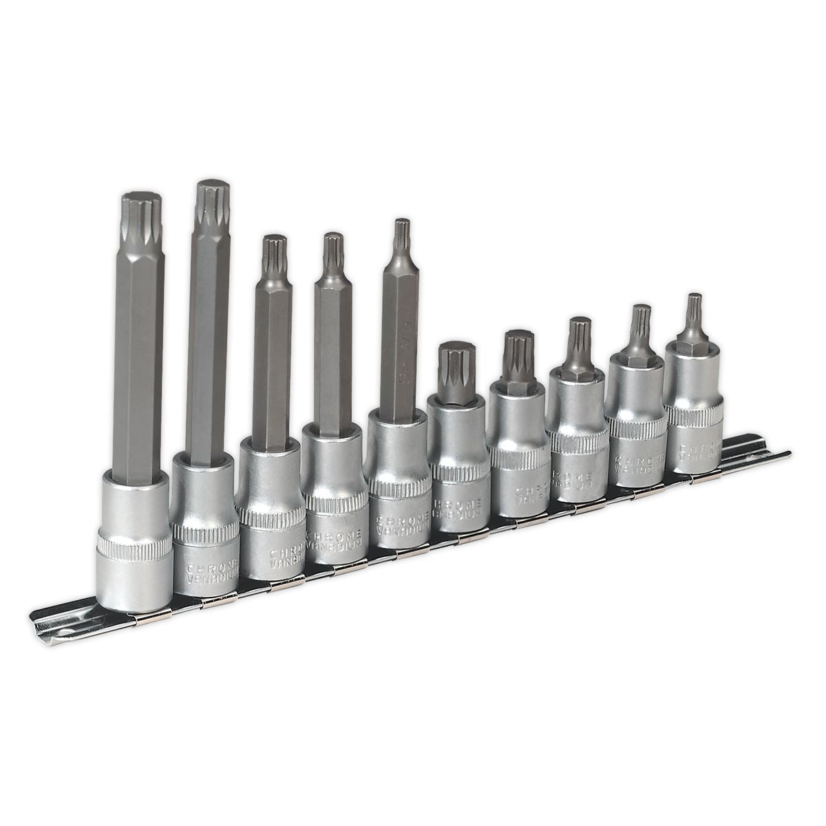 Sealey AK6215 Spline Socket Bit Set 10pc 1/2"Sq Drive