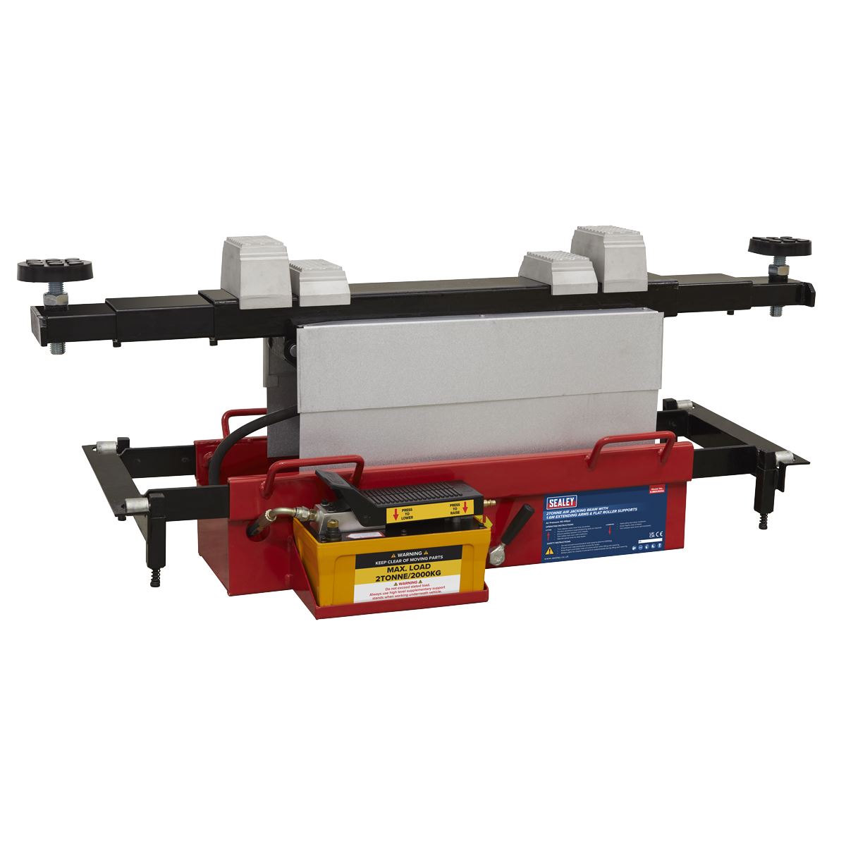 Sealey SJBEX200A Air Jacking Beam 2 Tonne with Arm Extenders & Flat Roller Supports