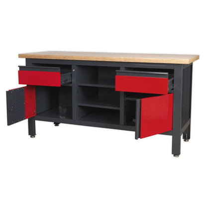 Sealey AP1905A Workstation with 2 Drawers 2 Cupboards & Open Storage