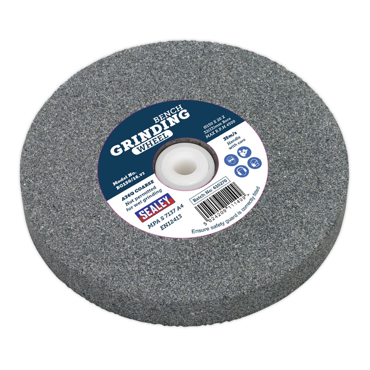 Sealey BG150/16 Grinding Stone Ø150 x 20mm Ø32(Ø13)mm Bore A36Q Coarse