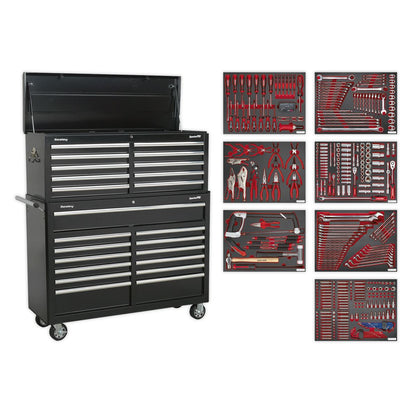 Sealey TBTPBCOMBO4 Tool Chest Combination 23 Drawer with Ball-Bearing Slides - Black with 446pc Tool Kit