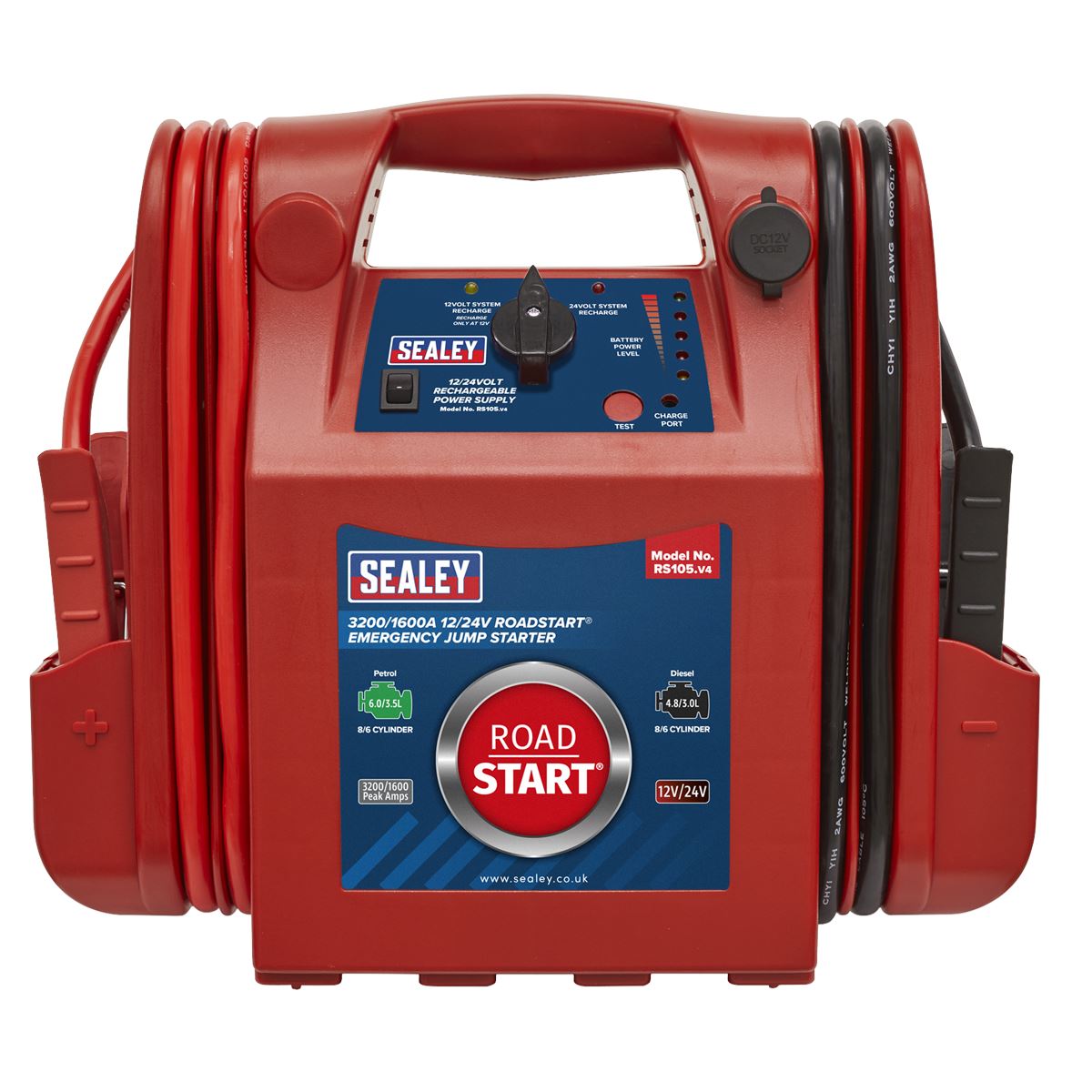 Sealey RS105 RoadStart® Emergency Jump Starter 12/24V 3200/1600 Peak Amps