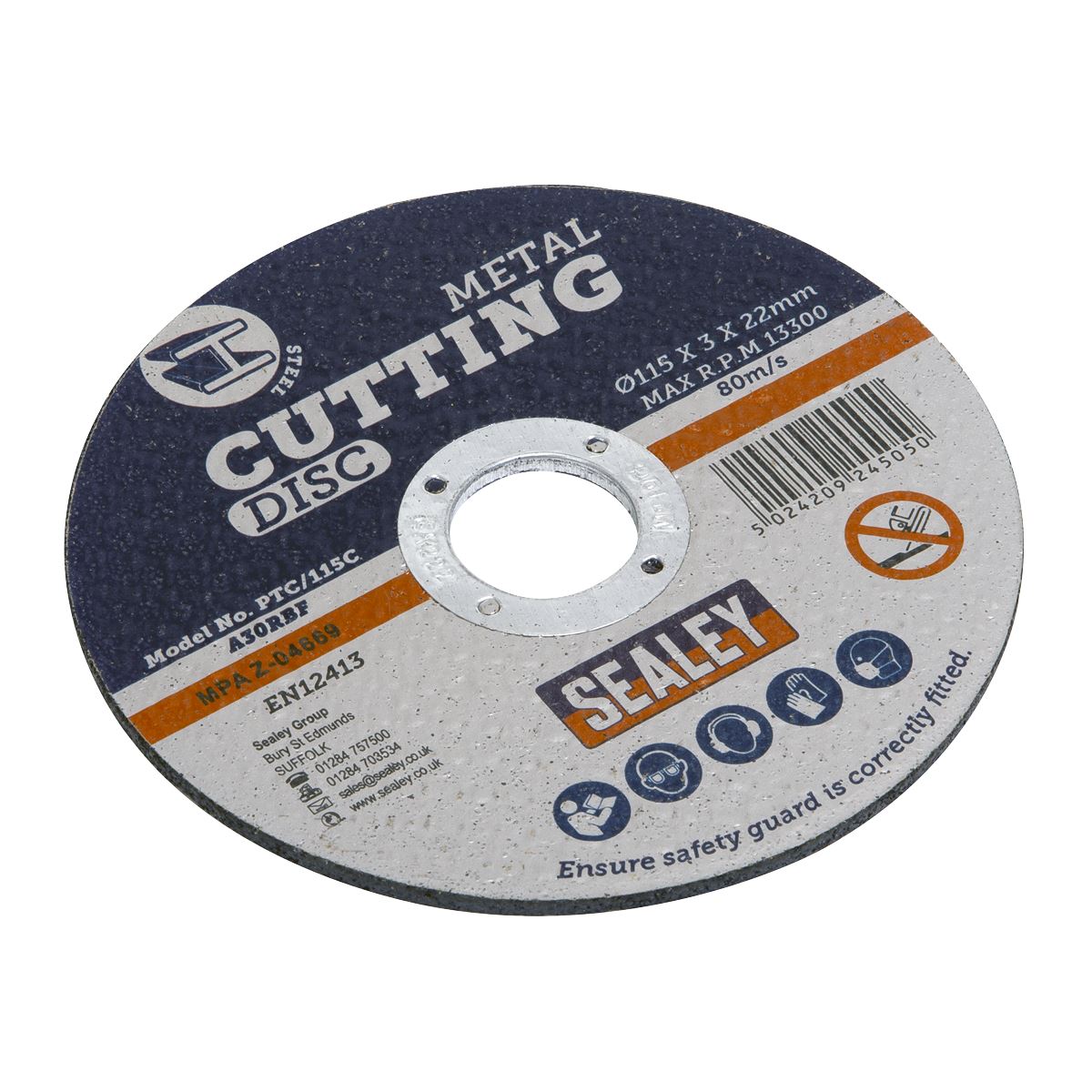 Sealey PTC/115C50 Cutting Disc Pack of 50 Ø115 x 3mm Ø22mm Bore