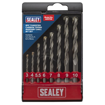 Sealey AK5708 Tungsten Carbide Tipped Masonry Drill Bit Set 8pc