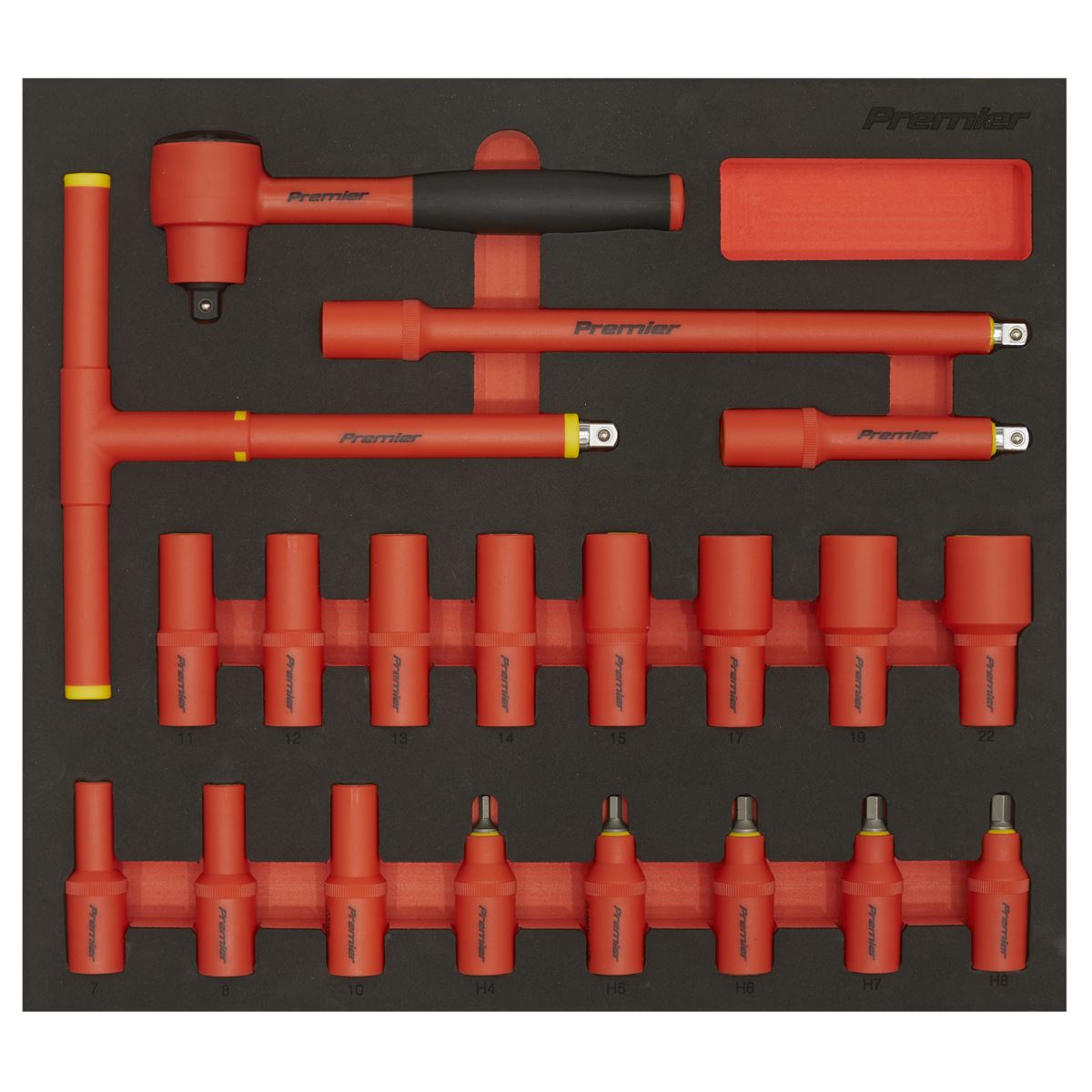 Sealey TBTE02 Insulated Socket Set with Tool Tray 20pc 3/8"Sq Drive 6pt WallDrive® VDE Approved