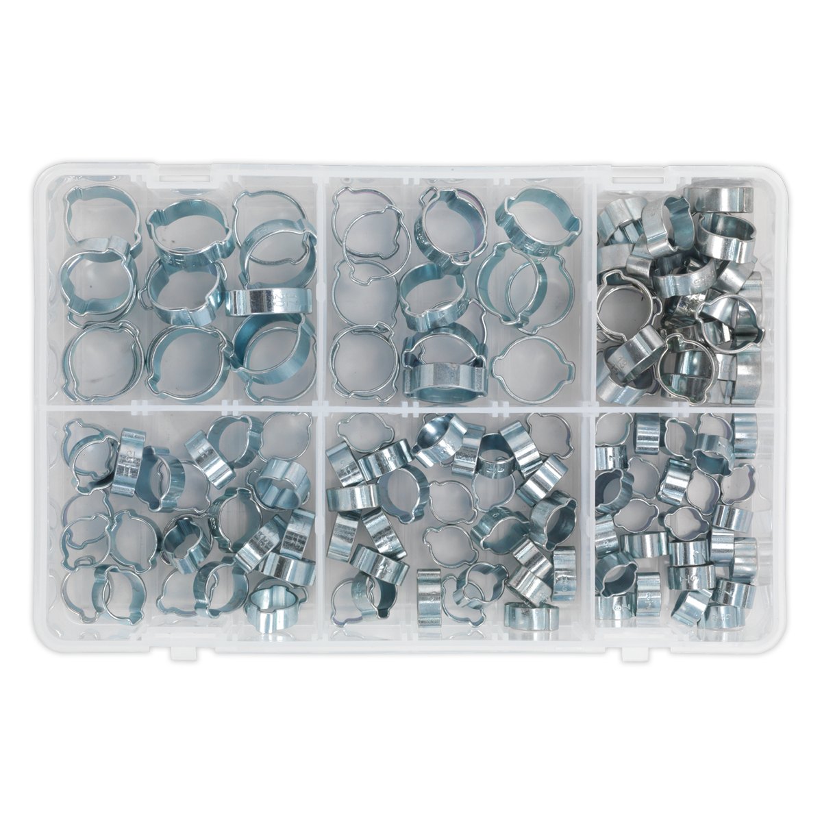 Sealey AB044DE O-Clip Double Ear Assortment 140pc - Zinc Plated