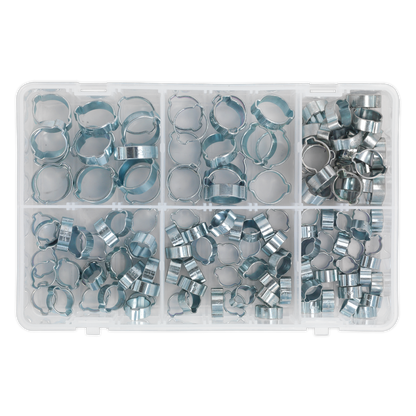 Sealey AB044DE O-Clip Double Ear Assortment 140pc - Zinc Plated