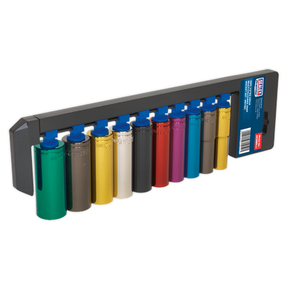 Sealey AK288D Multi-Coloured Socket Set 10pc 1/2"Sq Drive 6pt Deep WallDrive® Metric