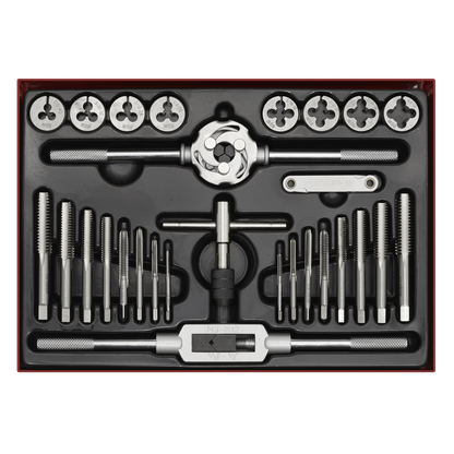 Sealey AK3028BSW Tap & Die Set 28pc Split Dies Imperial BSW