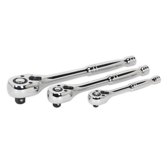 Sealey AK6672 Ratchet Wrench Set 3pc Pear-Head Flip Reverse