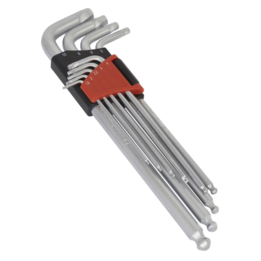 Sealey AK7180 Ball-End Hex Key Set 9pc Extra-Long Lock-On™ - Metric