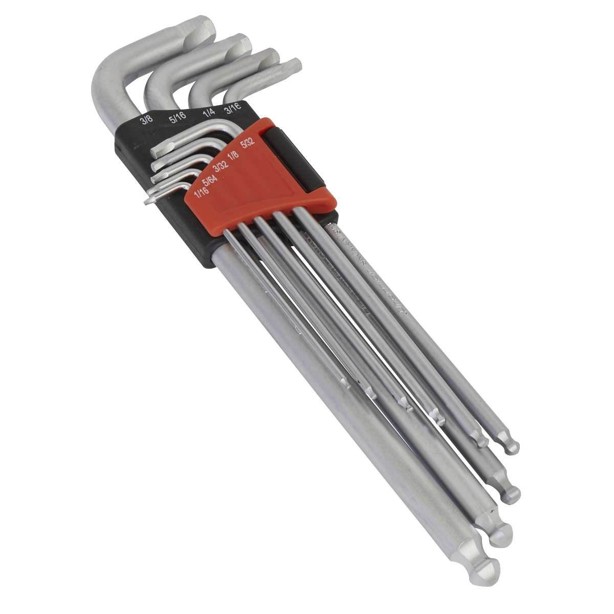 Sealey AK7181 Ball-End Hex Key Set 9pc Extra-Long Lock-On™ Imperial