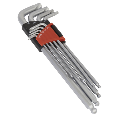 Sealey AK7181 Ball-End Hex Key Set 9pc Extra-Long Lock-On™ Imperial