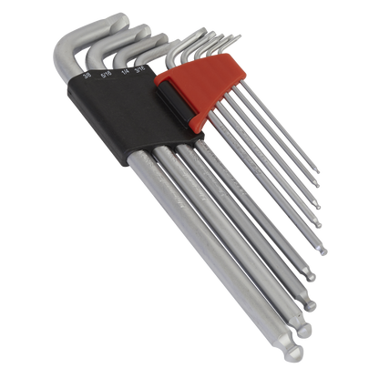 Sealey AK7181 Ball-End Hex Key Set 9pc Extra-Long Lock-On™ Imperial