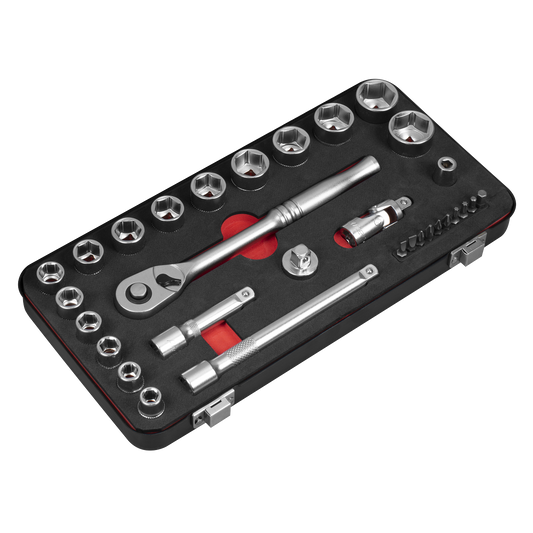 Sealey AK7921 Socket Set 3/8"Sq Drive 31pc - Premier Platinum